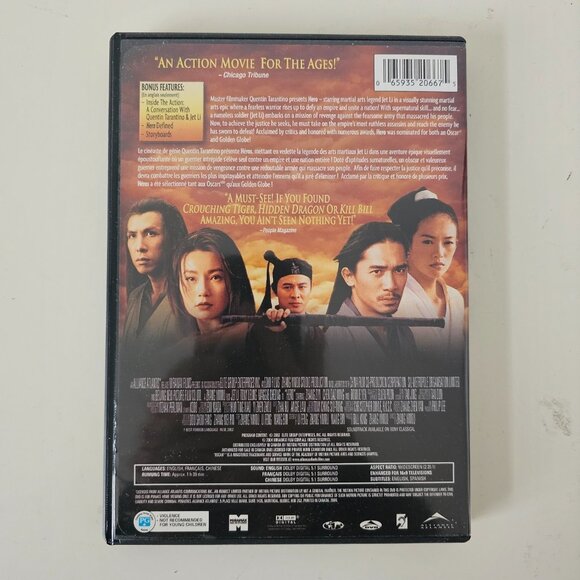 Hero DVD 2001 Widescreen - Jet Li, Tony Leung, Maggie Cheung, Zhang Ziyi, Donnie - Picture 3 of 3